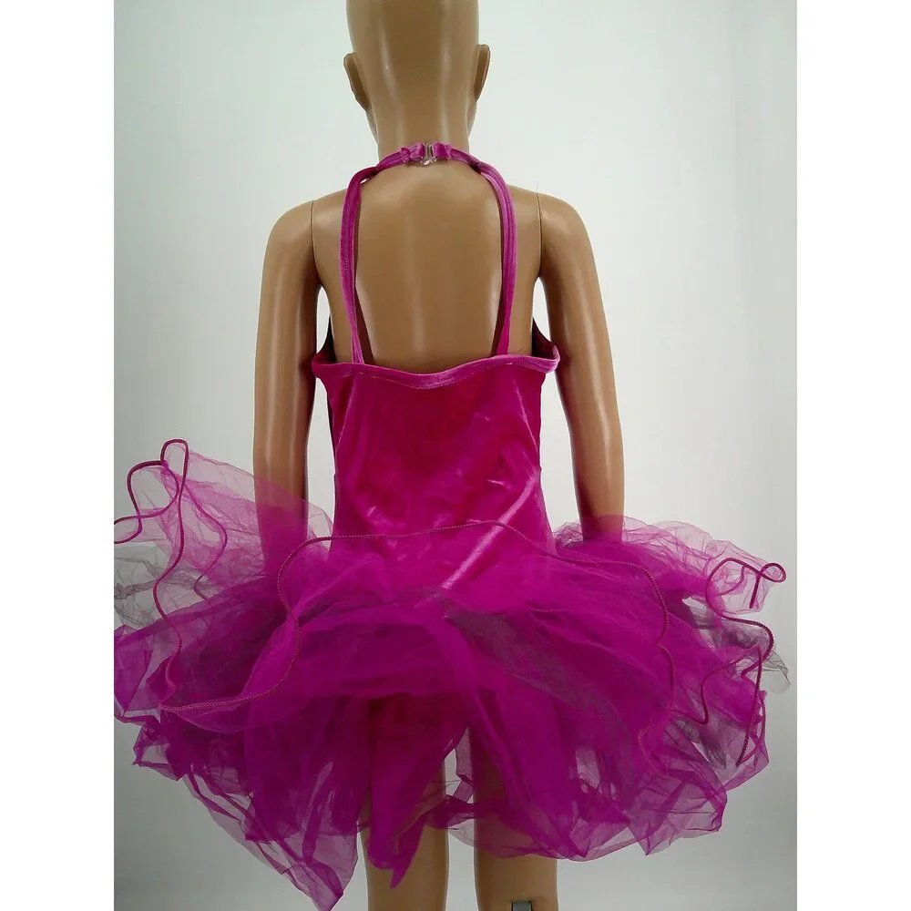 Pre-Owned Dance Costume Curtain Call C476 Medium Child Pink Velvet Tutu Ballet